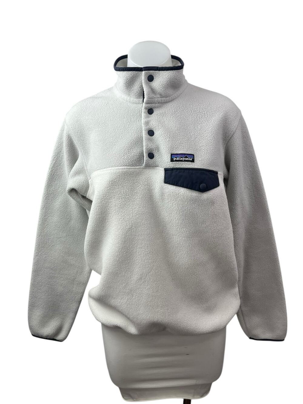 Patagonia Synchilla Snap-T Fleece Women's White Long Sleeve Sweater Top Size S